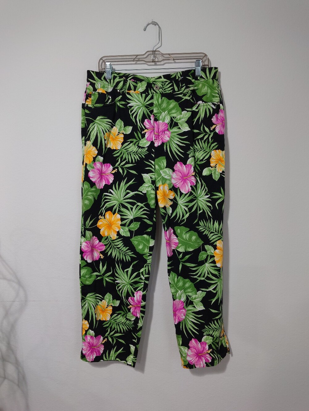 Lauren Ralph Lauren Tropical Floral Cropped Ankle Pants Women's 16W Cotton Stret